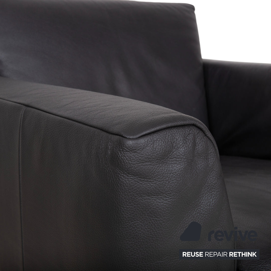 Rolf Benz 250 Garnitur Leder Sessel Hocker Schwarz