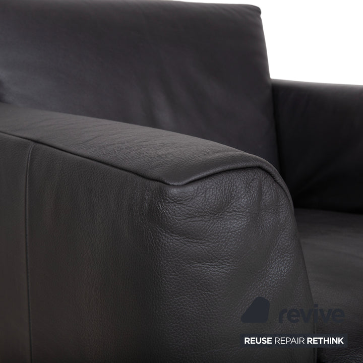 Rolf Benz 250 Garnitur Leder Sessel Hocker Schwarz