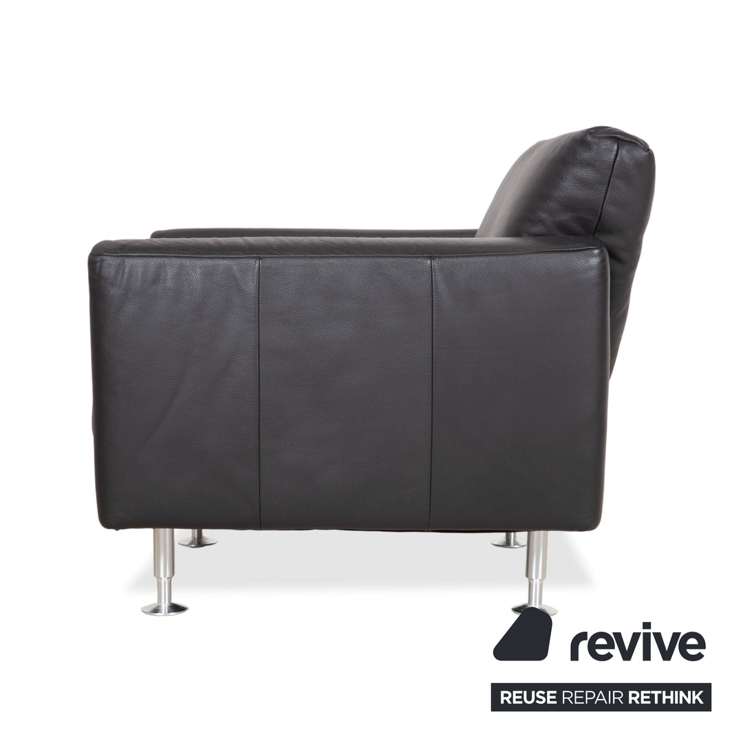 Rolf Benz 250 Garnitur Leder Sessel Hocker Schwarz