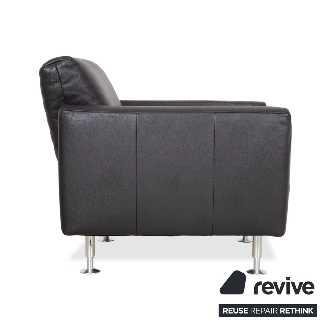 Rolf Benz 250 Garnitur Leder Sessel Hocker Schwarz