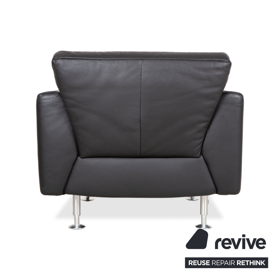 Rolf Benz 250 Garnitur Leder Sessel Hocker Schwarz