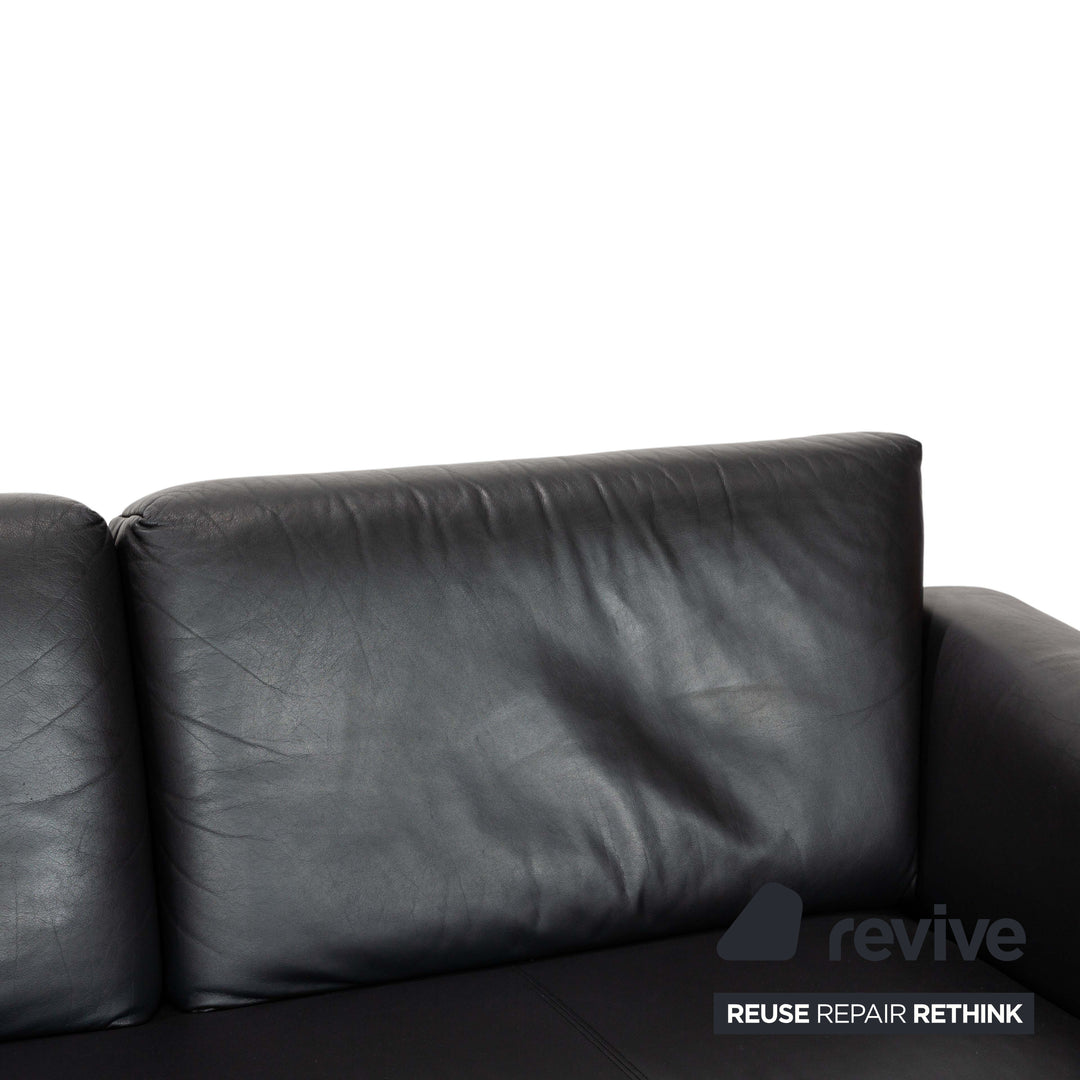 Rolf Benz 250 leder 1x tweezitter 1x driezitter 1x fauteuil zwart bank bankstel