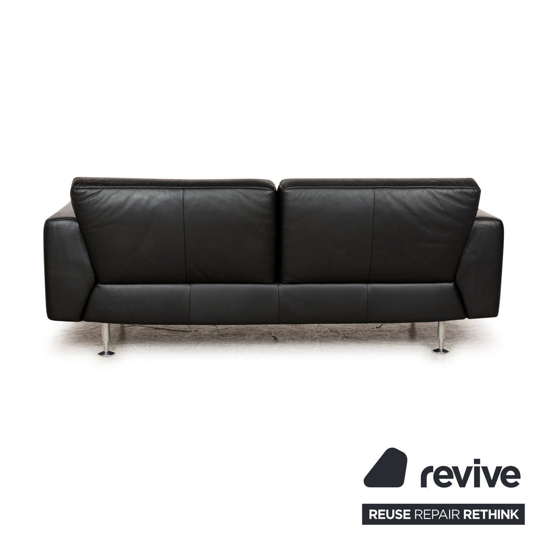 Rolf Benz 250 leder 1x tweezitter 1x driezitter 1x fauteuil zwart bank bankstel