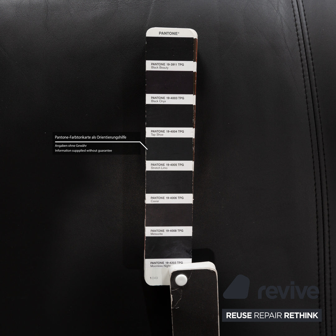 Rolf Benz 250 leder 1x tweezitter 1x driezitter 1x fauteuil zwart bank bankstel