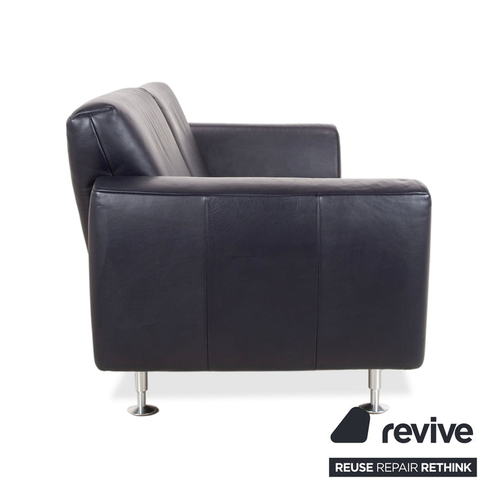 Rolf Benz 250 Leder Dreisitzer Blau Marine Sofa Couch