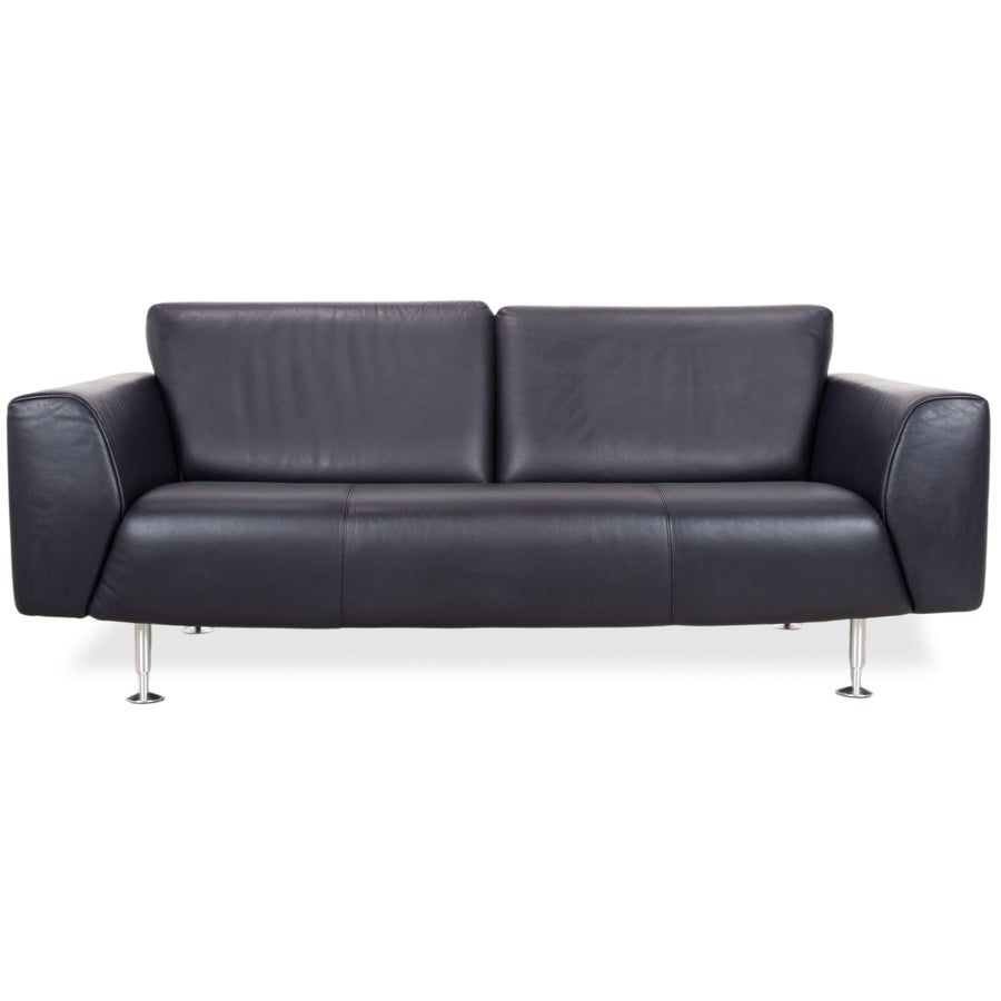 Rolf Benz 250 Leder Dreisitzer Blau Marine Sofa Couch