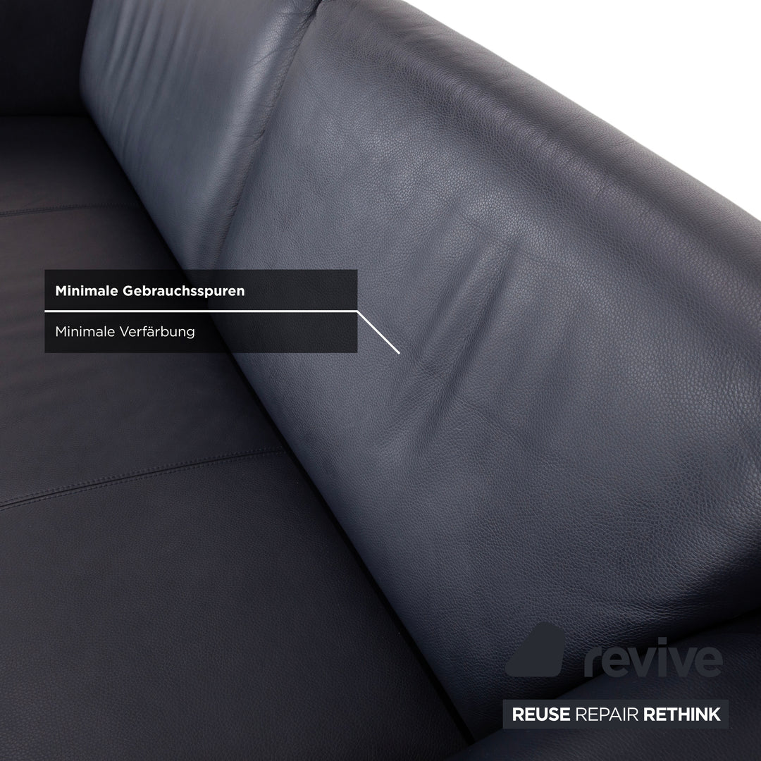 Rolf Benz 250 Leder Dreisitzer Blau Marine Sofa Couch