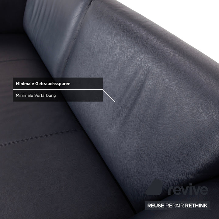 Rolf Benz 250 Leder Dreisitzer Blau Marine Sofa Couch