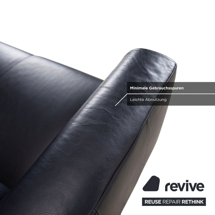 Rolf Benz 250 Leder Dreisitzer Blau Marine Sofa Couch