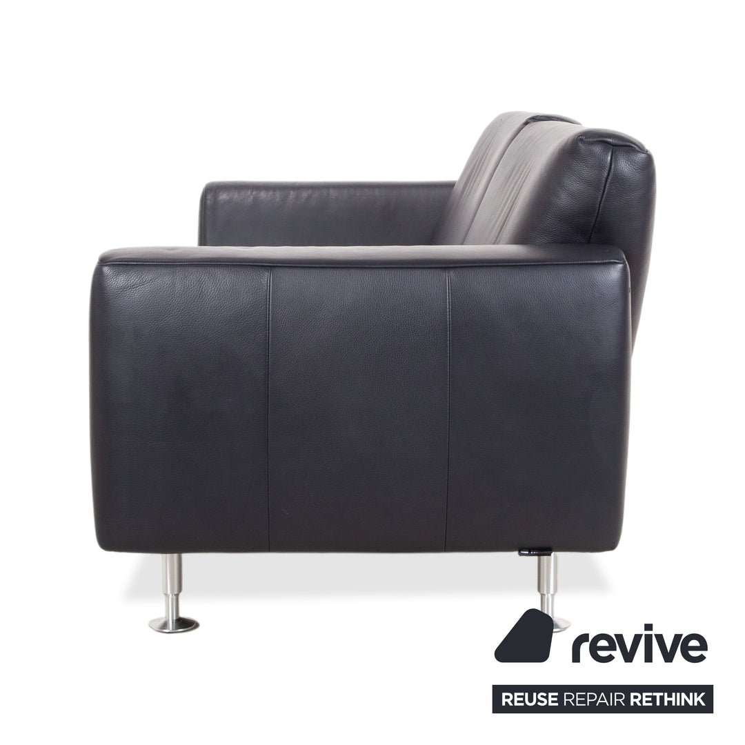 Rolf Benz 250 Leder Dreisitzer Blau Marine Sofa Couch
