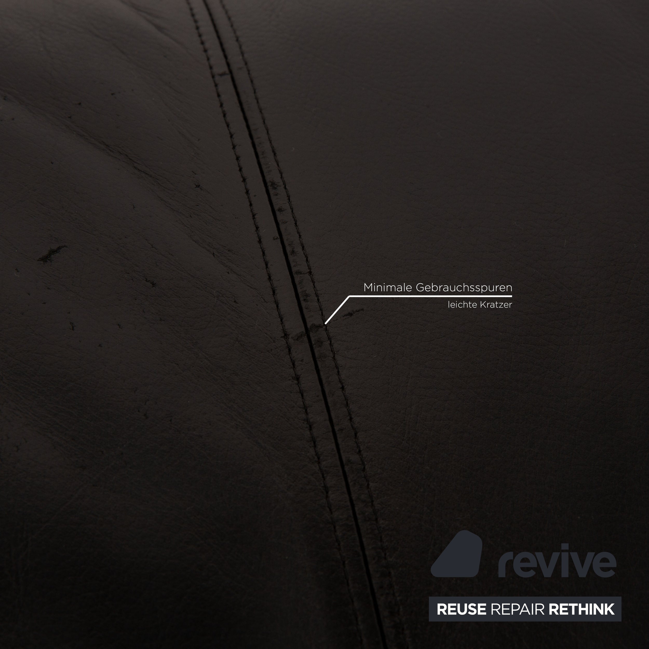 Canapé trois places en cuir noir Rolf Benz 250