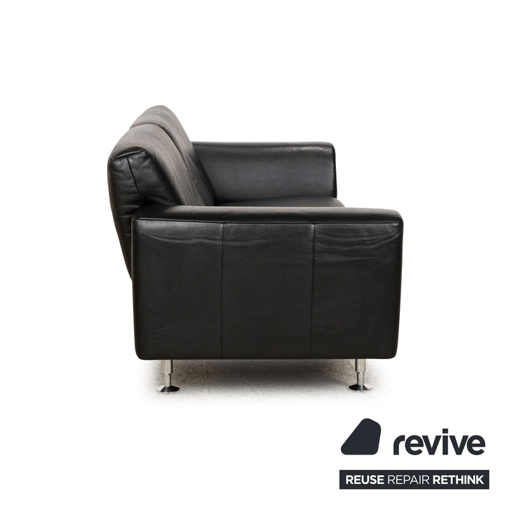 Rolf Benz 250 leather three-seater black sofa couch