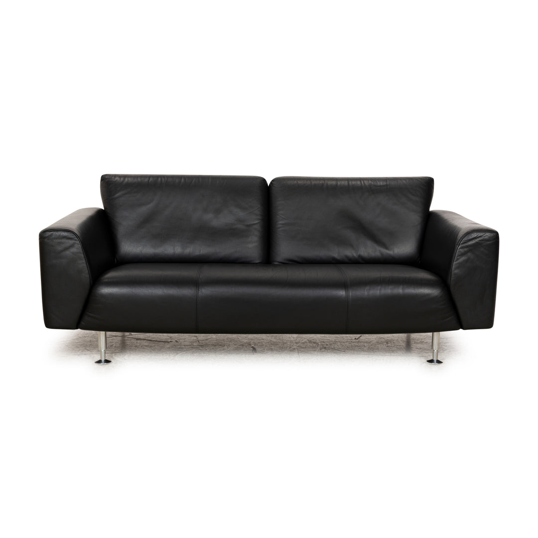 Rolf Benz 250 leather three-seater black sofa couch