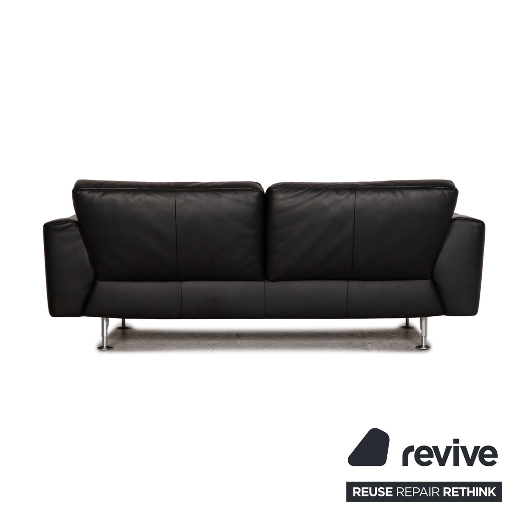 Rolf Benz 250 Leder Dreisitzer Schwarz Sofa Couch