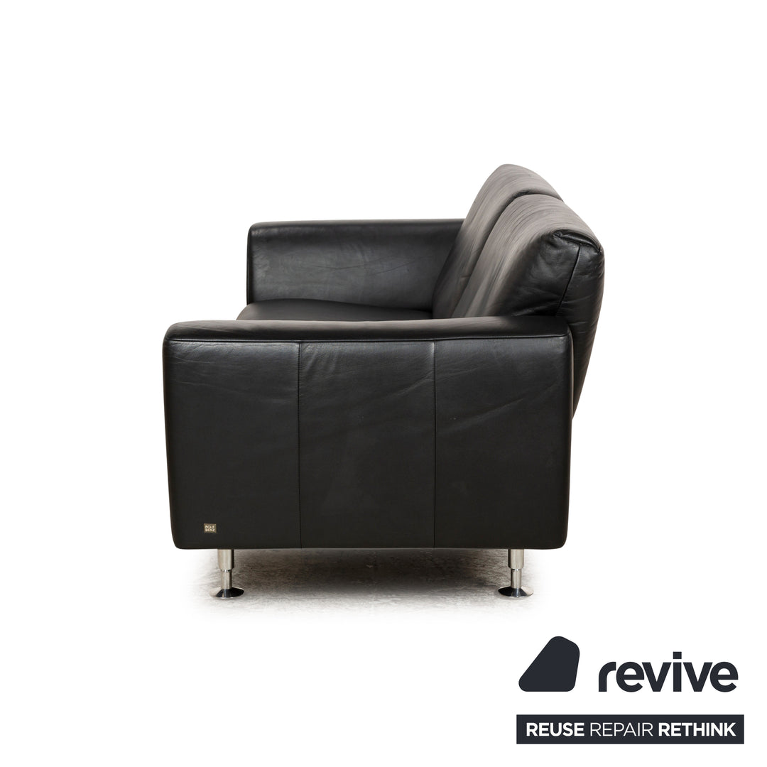 Rolf Benz 250 leather three-seater black sofa couch