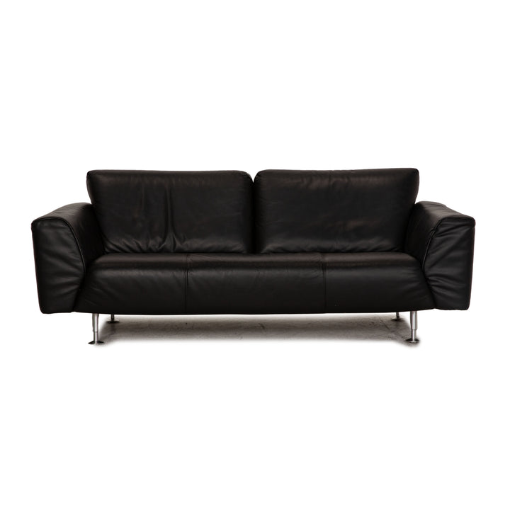 Rolf Benz 250 Leder Dreisitzer Schwarz Sofa Couch