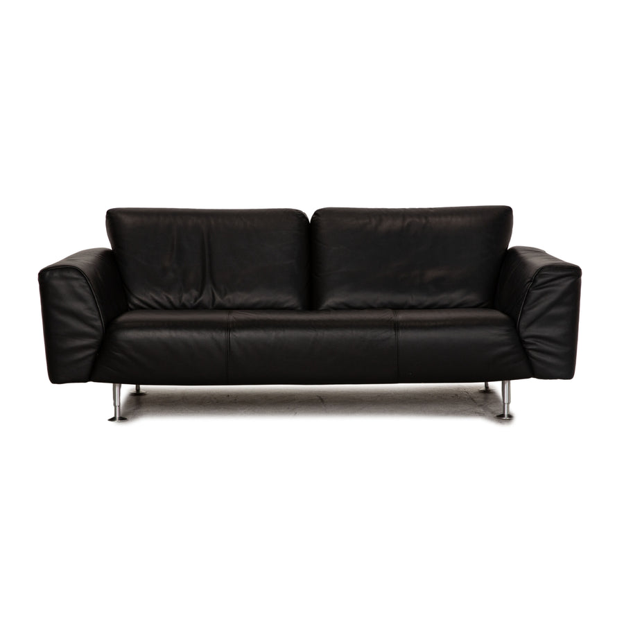 Rolf Benz 250 leather three-seater black sofa couch