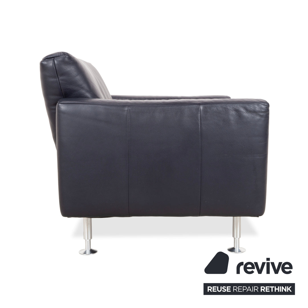 Rolf Benz 250 Leder Sessel Blau Marine