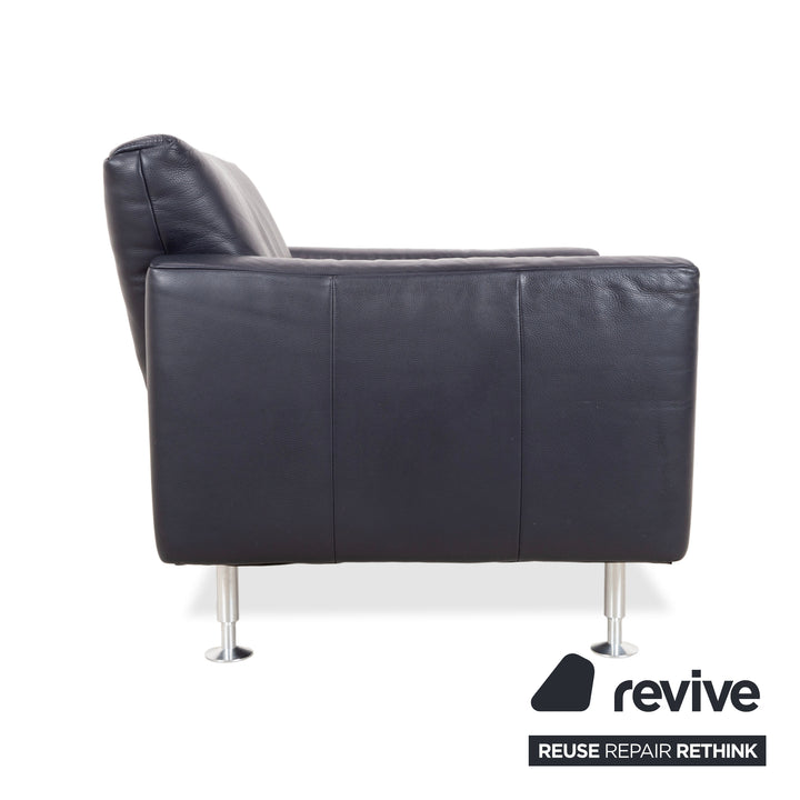 Rolf Benz 250 Leather Armchair Blue Marine