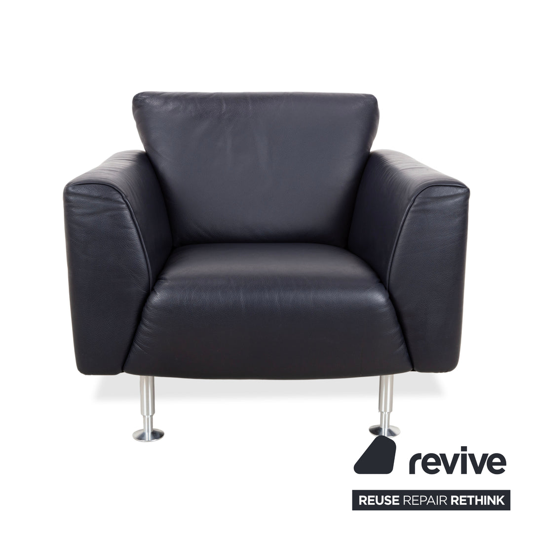 Rolf Benz 250 Leder Sessel Blau Marine