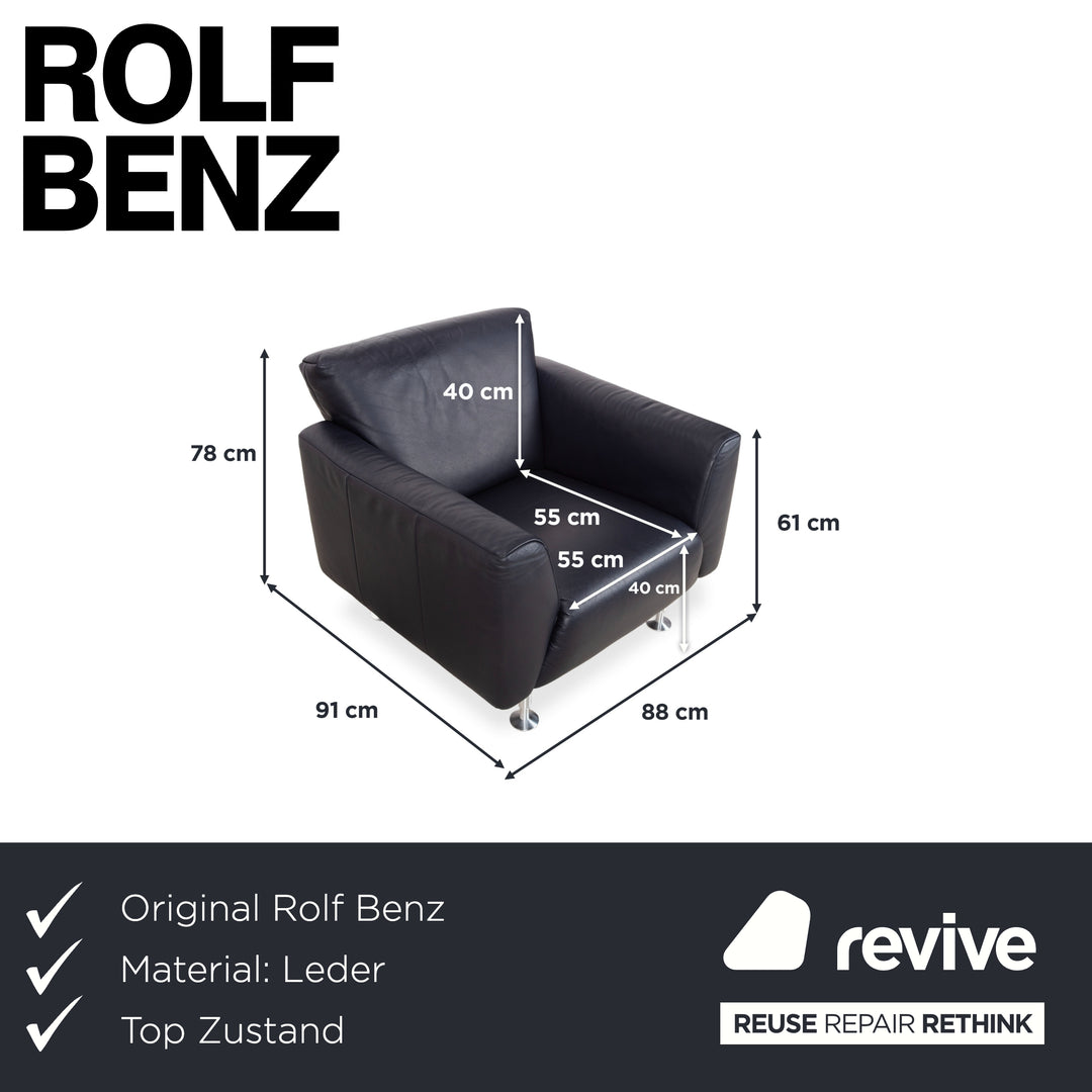 Rolf Benz 250 Leder Sessel Blau Marine