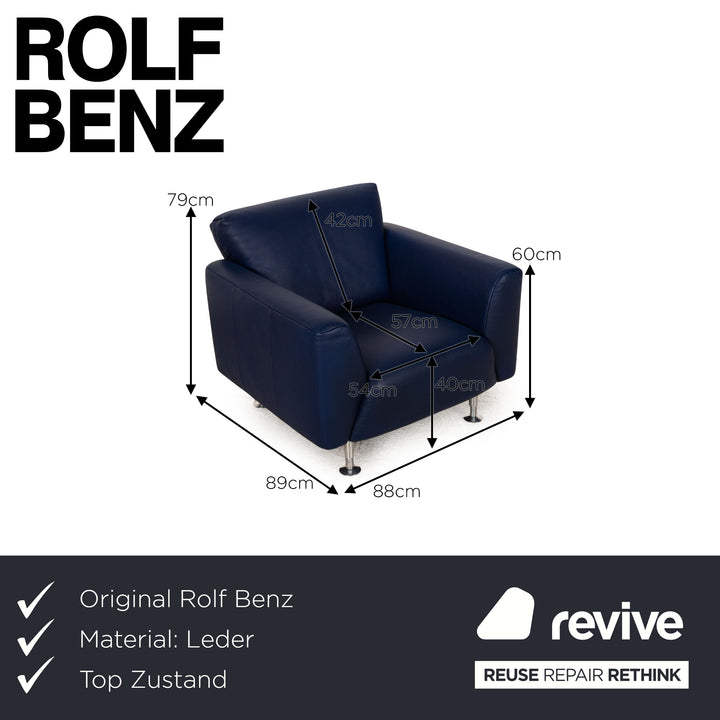 Rolf Benz 250 Leather Armchair Blue