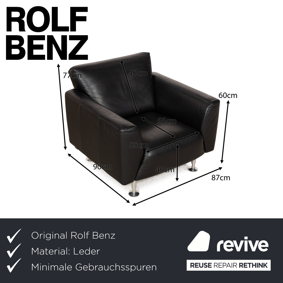 Rolf Benz 250 Leder Sessel Schwarz