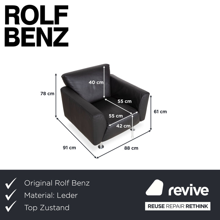 Rolf Benz 250 Leder Sessel Schwarz