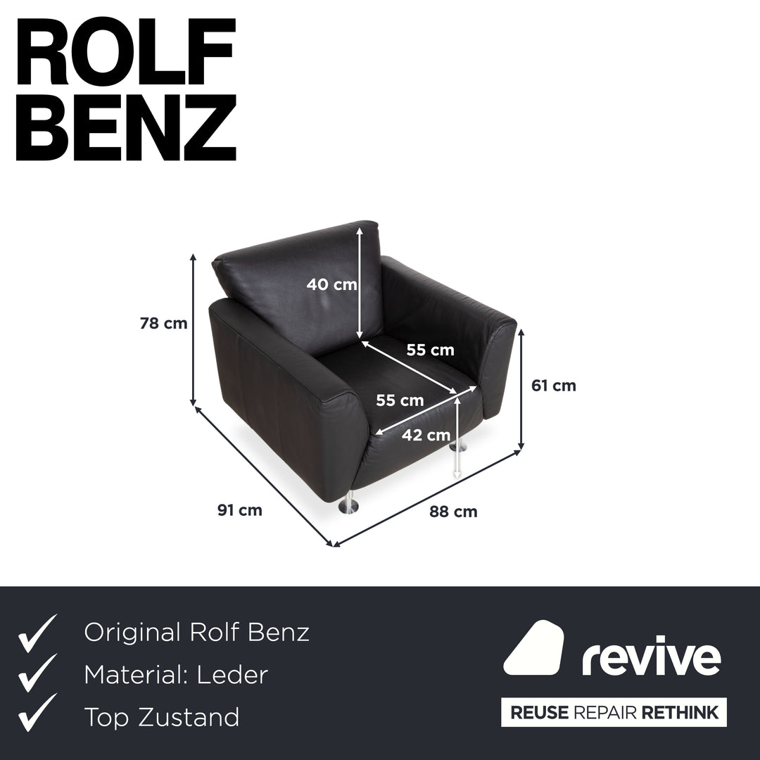 Rolf Benz 250 Leder Sessel Schwarz