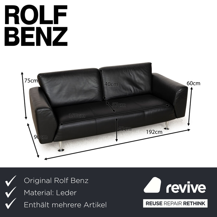 Rolf Benz 250 Leder Sofa Garnitur Dreisitzer Sessel Schwarz Sofa Couch