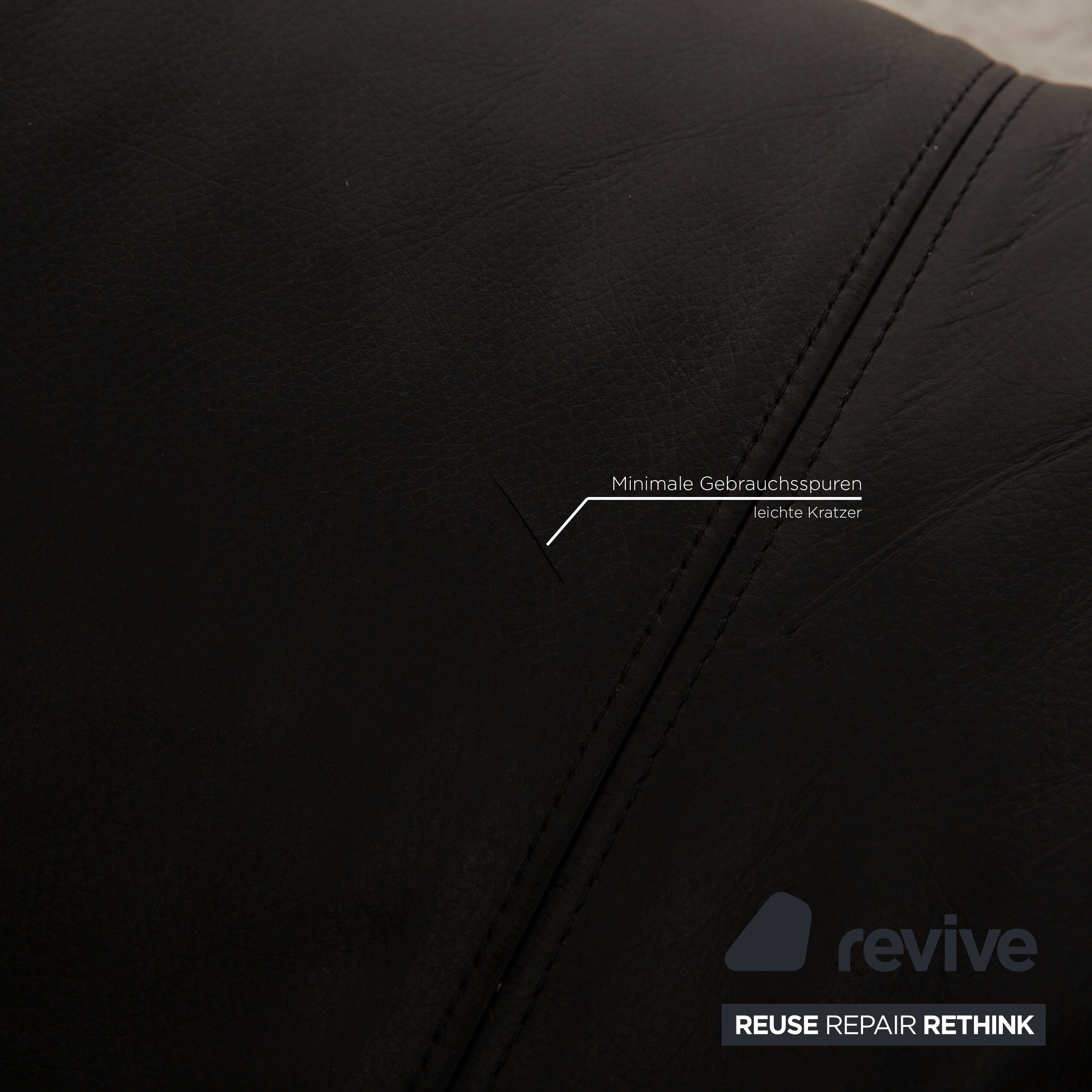 Ensemble de canapés en cuir Rolf Benz 250, canapé trois places noir