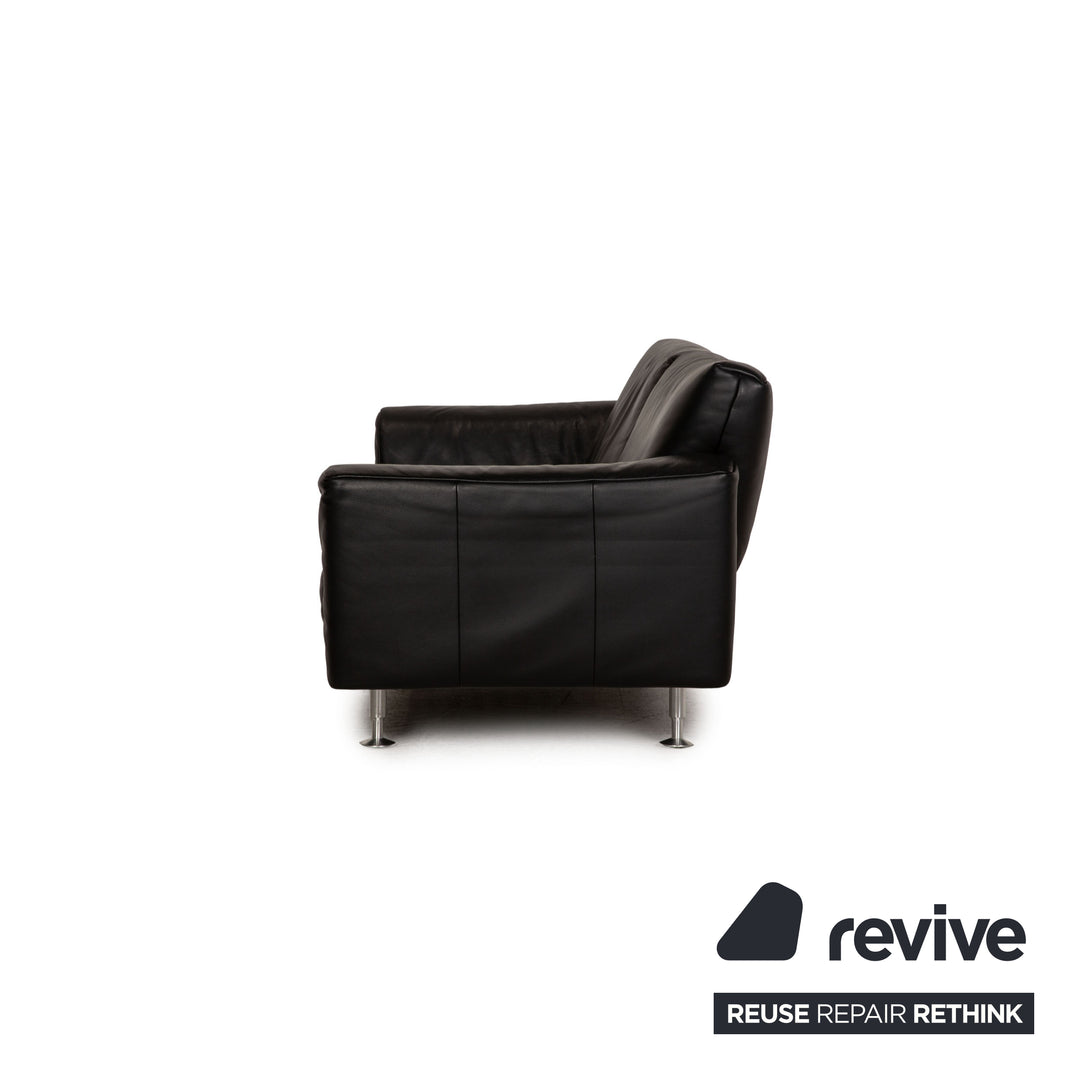 Rolf Benz 250 Leder Sofa Garnitur Schwarz Dreisitzer Sofa Couch