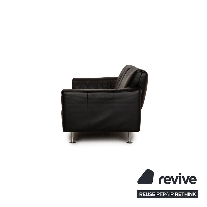 Ensemble de canapés en cuir Rolf Benz 250, canapé trois places noir