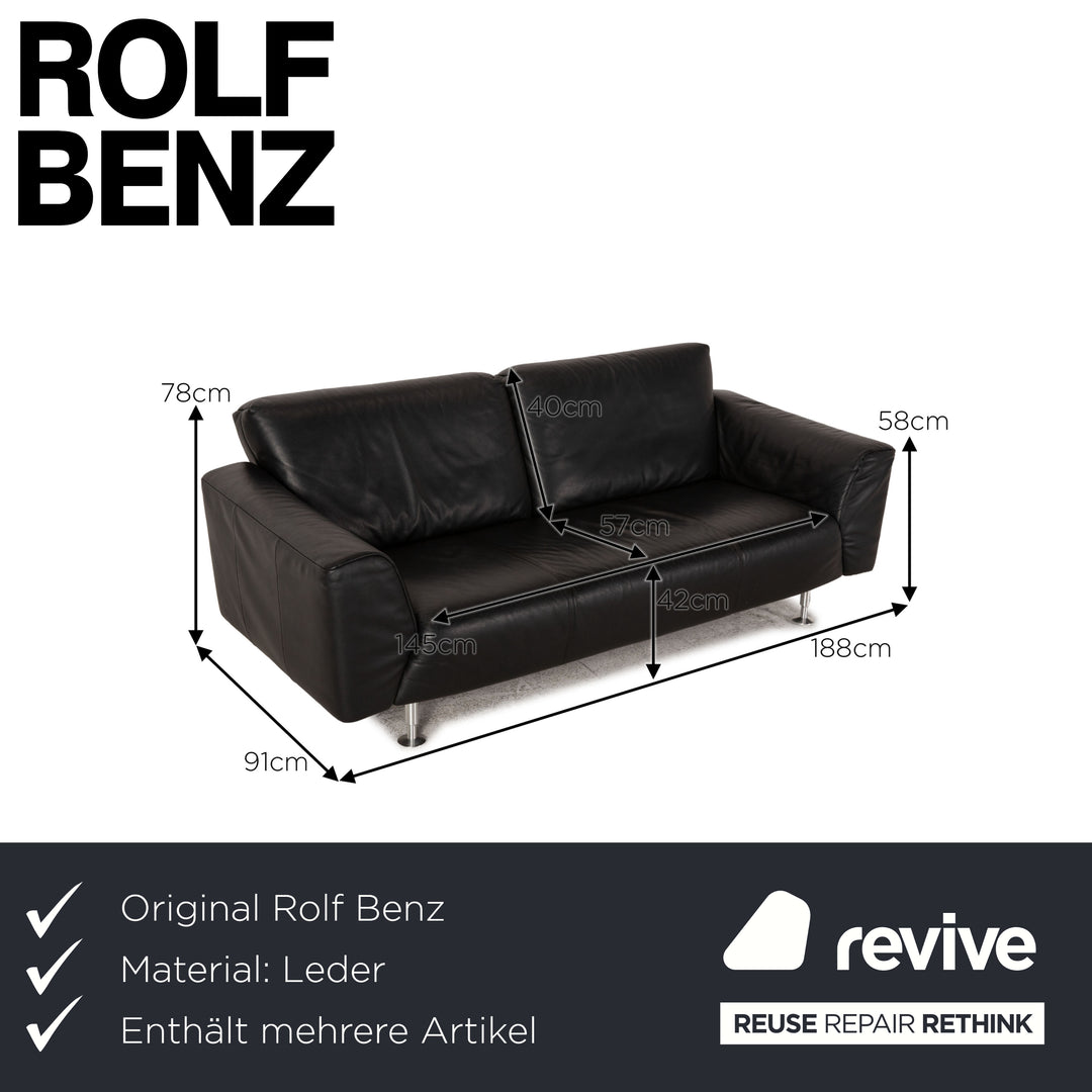 Rolf Benz 250 leather sofa set black three-seater sofa couch