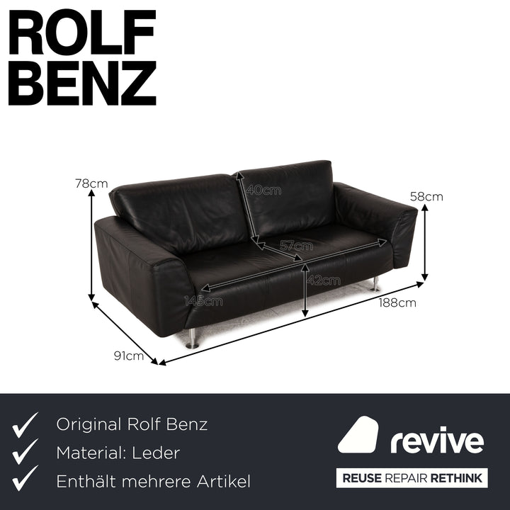 Rolf Benz 250 leather sofa set black three-seater sofa couch