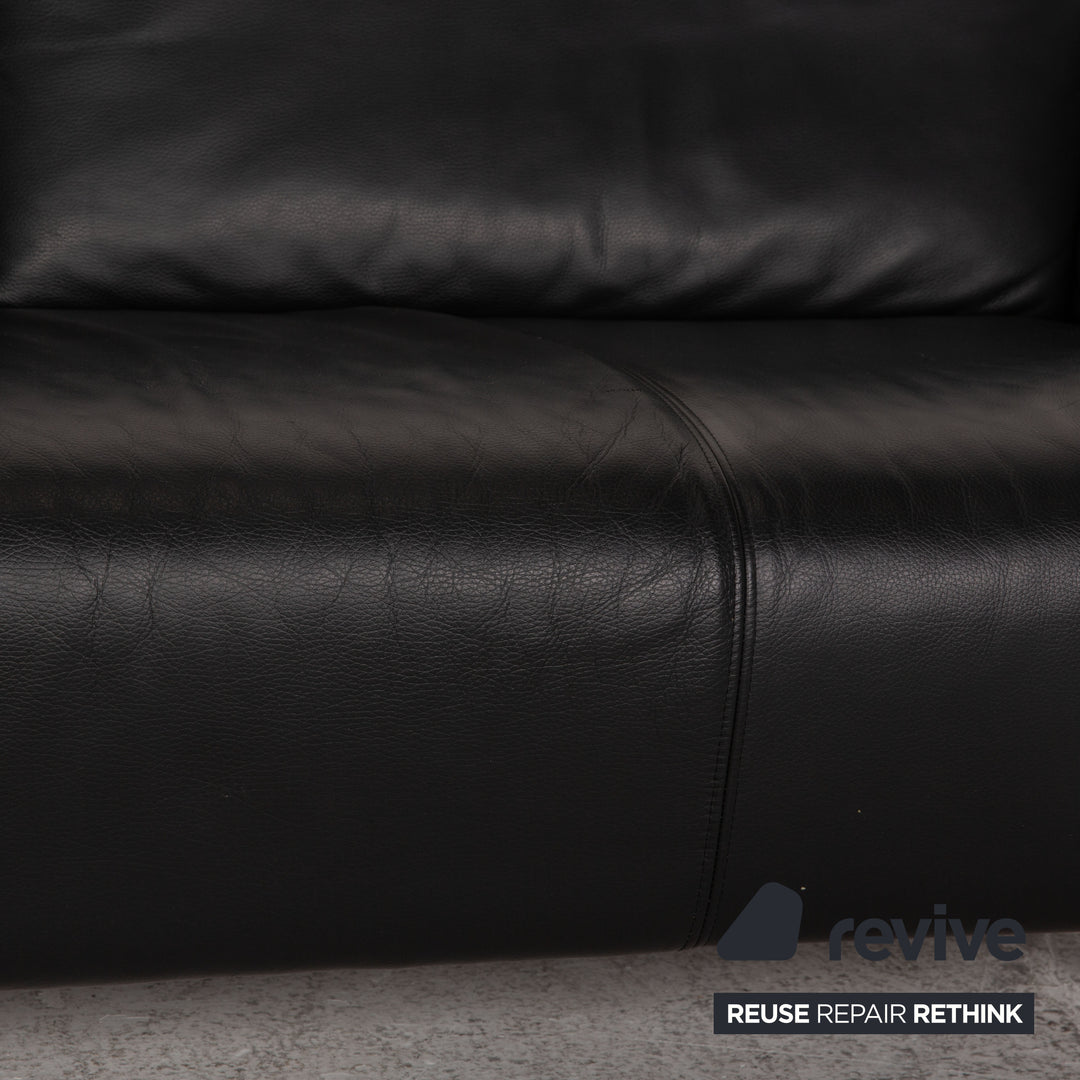 Rolf Benz 250 Leder Sofa Garnitur Schwarz Dreisitzer Sofa Couch