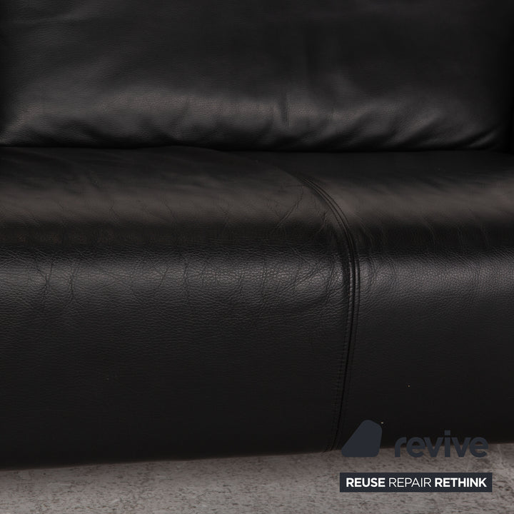Rolf Benz 250 Leder Sofa Garnitur Schwarz Dreisitzer Sofa Couch