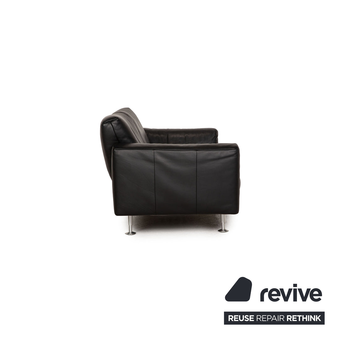 Rolf Benz 250 Leder Sofa Garnitur Schwarz Dreisitzer Sofa Couch