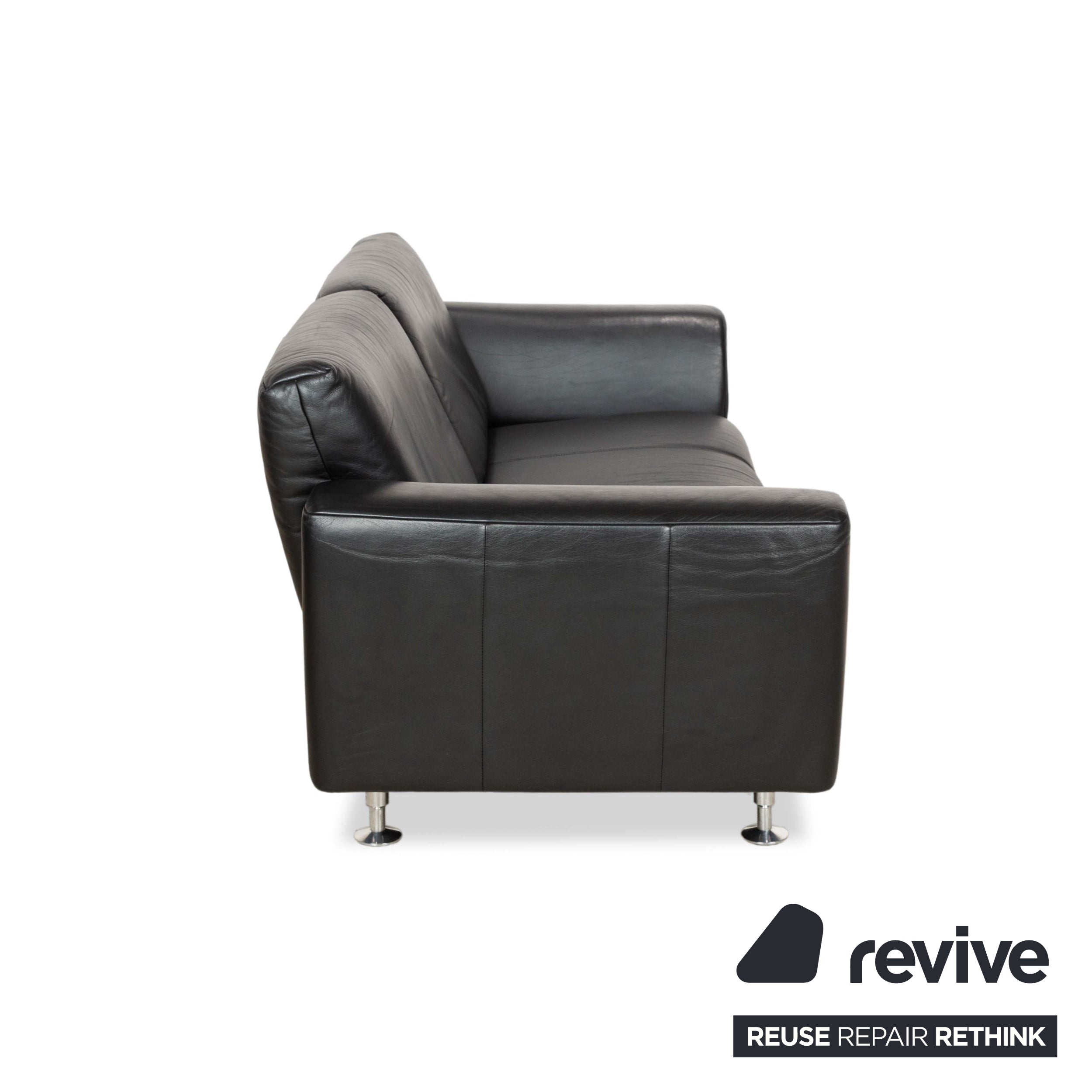 Rolf Benz 250 leather two-seater black sofa couch