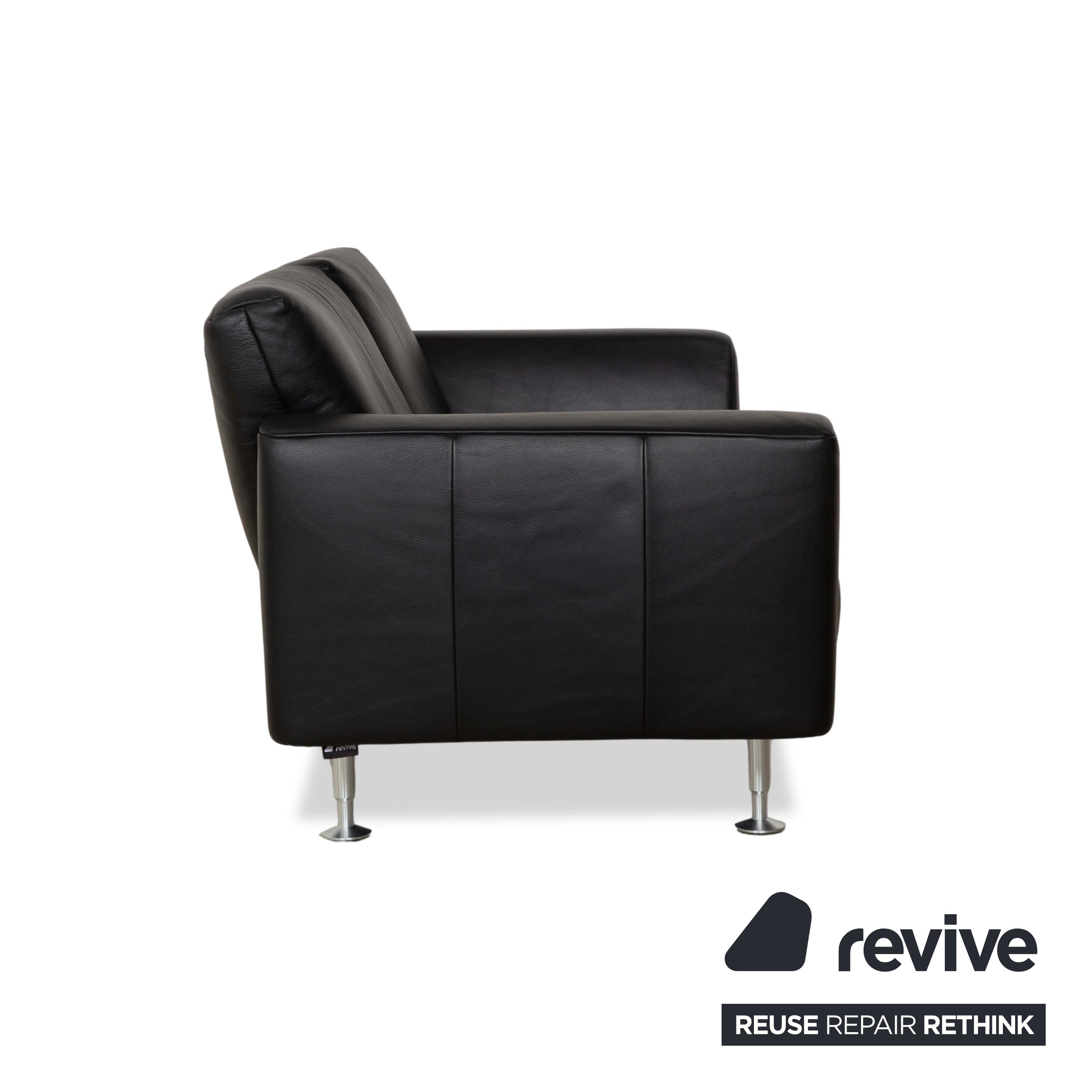 Canapé deux places en cuir noir Rolf Benz 250