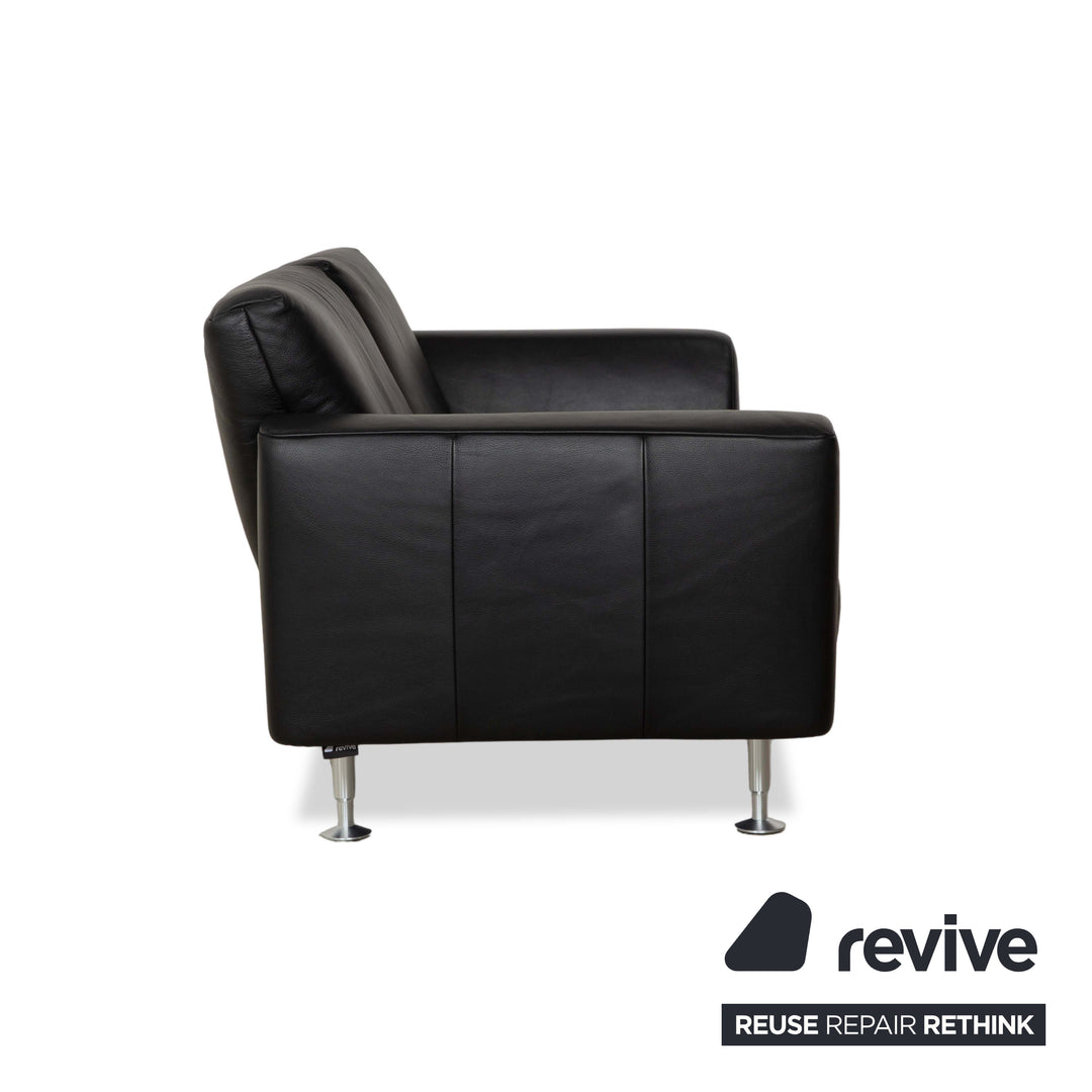 Canapé deux places en cuir noir Rolf Benz 250