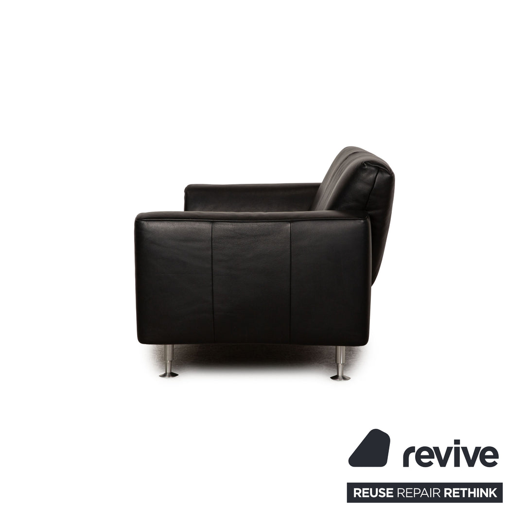 Rolf Benz 250 Leder Zweisitzer Schwarz Sofa Couch