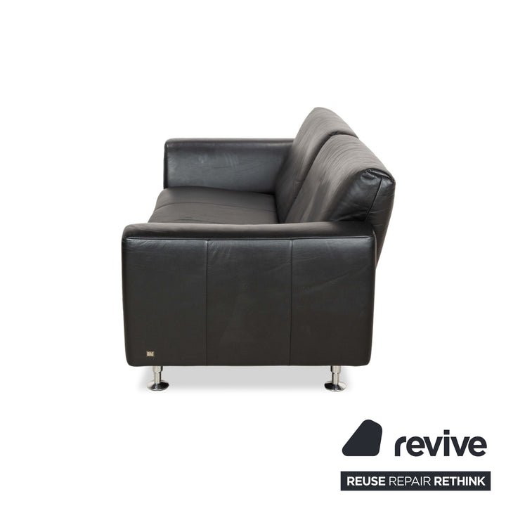 Rolf Benz 250 Leder Zweisitzer Schwarz Sofa Couch