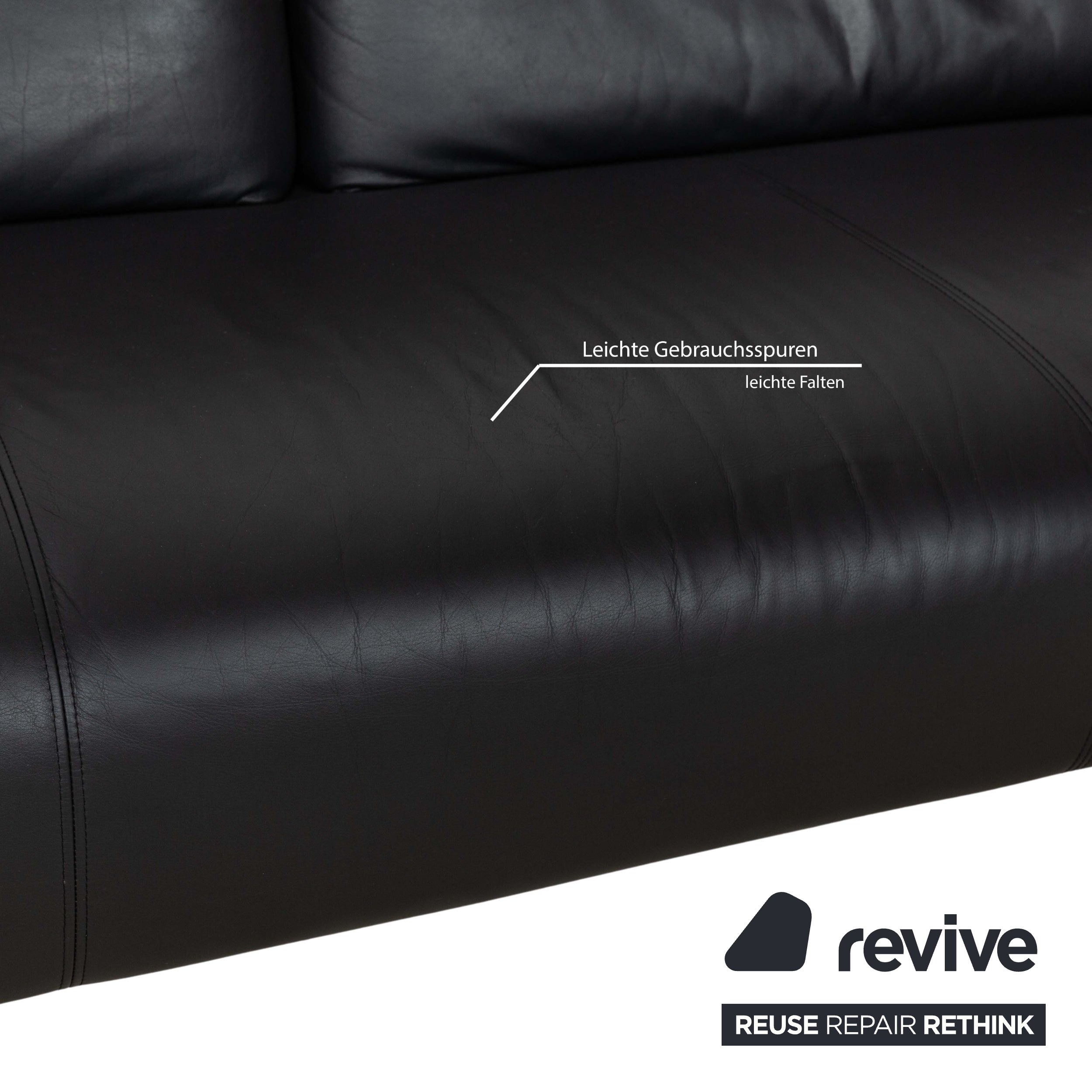 Rolf Benz 250 leather two-seater black sofa couch