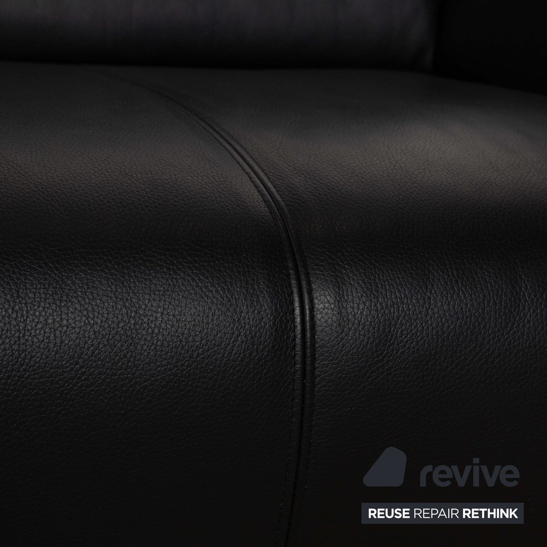 Rolf Benz 250 Leder Zweisitzer Schwarz Sofa Couch