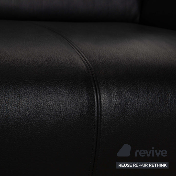 Rolf Benz 250 leather two-seater black sofa couch