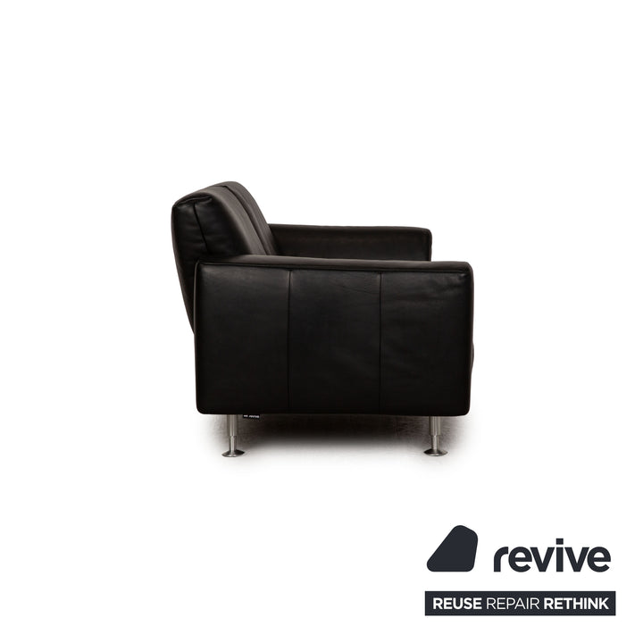 Rolf Benz 250 Leder Zweisitzer Schwarz Sofa Couch