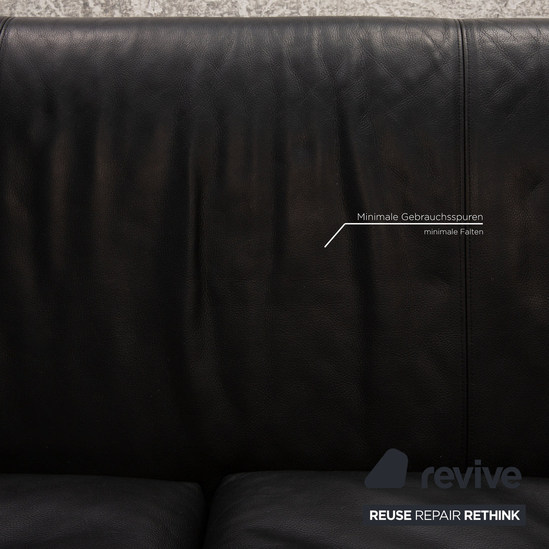 Rolf Benz 250 leather two-seater black sofa couch