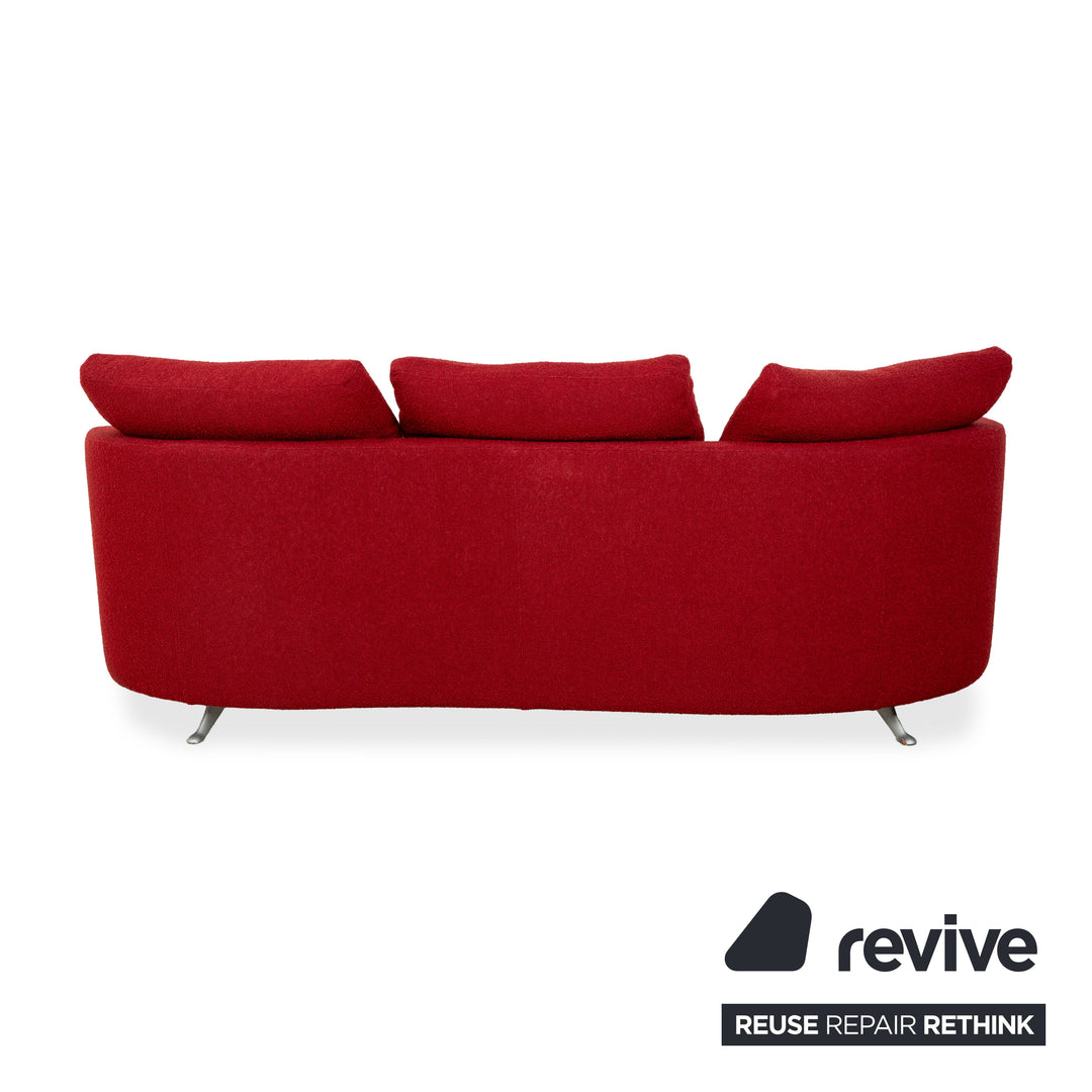 Rolf Benz 2500 Garnitur Stoff 2 Dreisitzer + Hocker Rot Sofa Couch