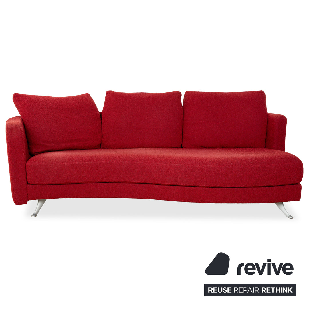 Rolf Benz 2500 Garnitur Stoff 2 Dreisitzer + Hocker Rot Sofa Couch